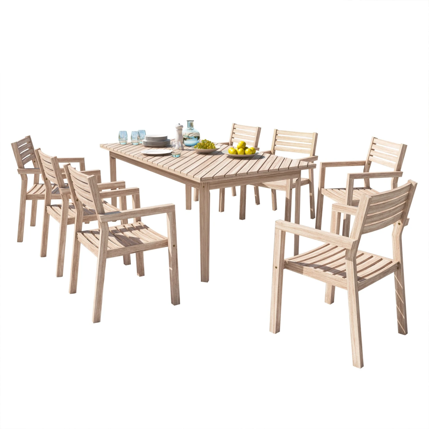 Table De Jardin Rectangulaire Acacia Saigon (190 X 100 Cm) - Naturelle 4 Table De Jardin Rectangulaire Acacia Saigon (190 X 100 Cm) - Naturelle – Image 2