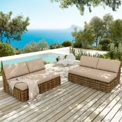 Canapé De Jardin 3 Places Surabaya - Naturel