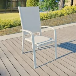 Fauteuil De Jardin Haut Alu Empilable Murano - Blanc
