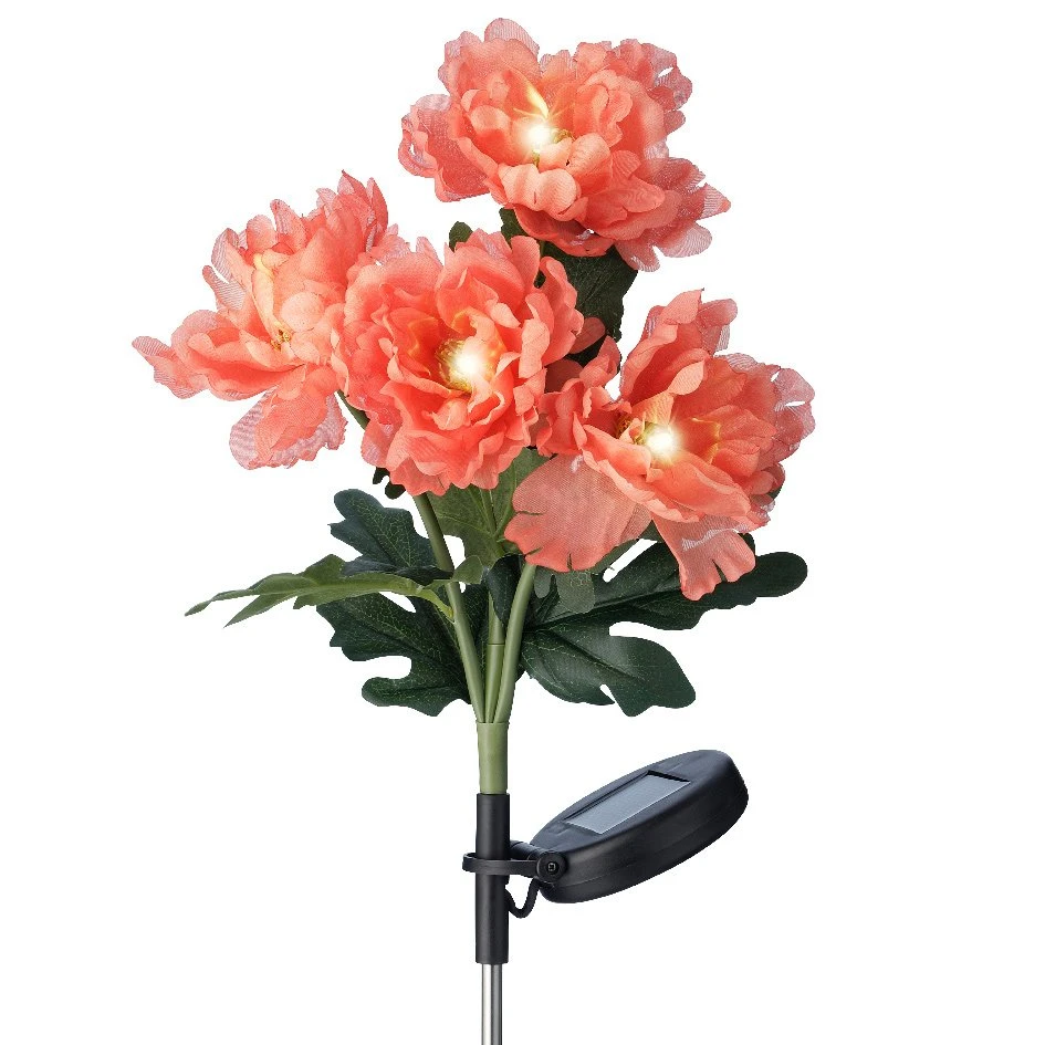 Lot De 2 Piques De Jardin Solaires LED Hibiscus - Rouge/ Blanc Chaud 5 Lot De 2 Piques De Jardin Solaires LED Hibiscus - Rouge/ Blanc Chaud – Image 3