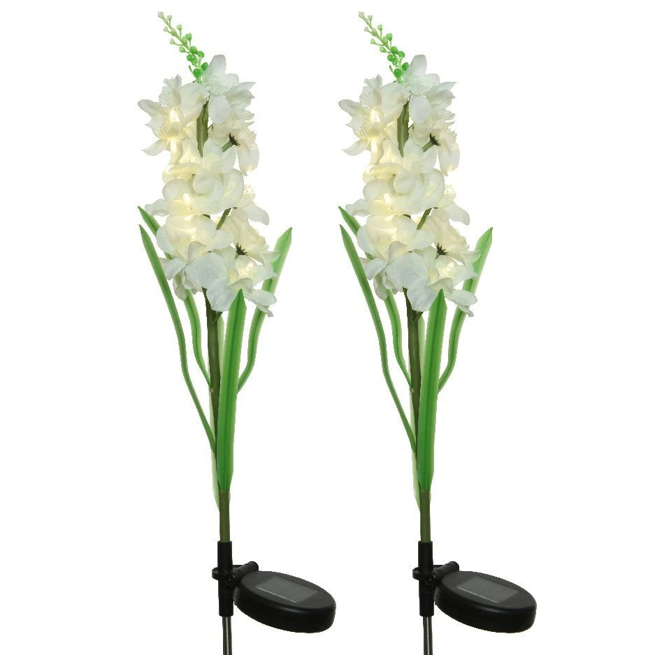Lot De 2 Piques De Jardin Solaires LED Glaïeul - Blanc Chaud 3 Lot De 2 Piques De Jardin Solaires LED Glaïeul - Blanc Chaud