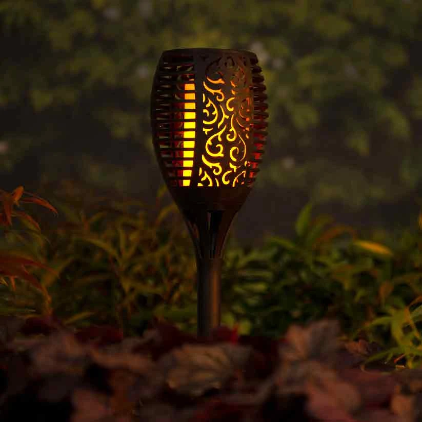 Borne De Jardin Solaire Effet Flamme Arabesque - Noire 3 Borne De Jardin Solaire Effet Flamme Arabesque - Noire