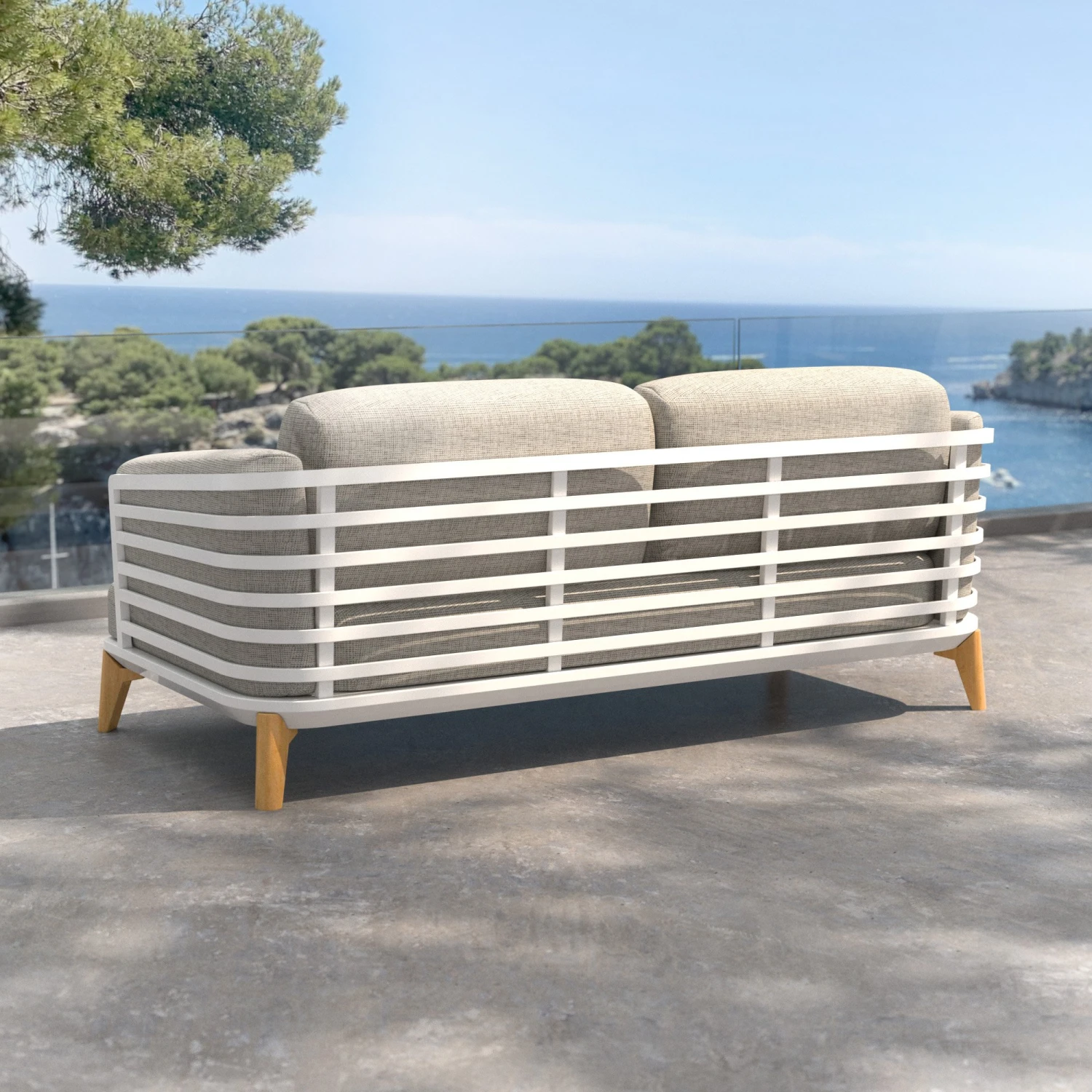 Canapé De Jardin 2 Places Monte Carlo - Blanc 3 Canapé De Jardin 2 Places Monte Carlo - Blanc – Image 2