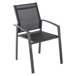 Fauteuil De Jardin Alu Empilable Axiome - Gris Poivre Et Graphite