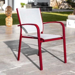 Fauteuil De Jardin Alu Empilable Murano - Rouge/Blanc