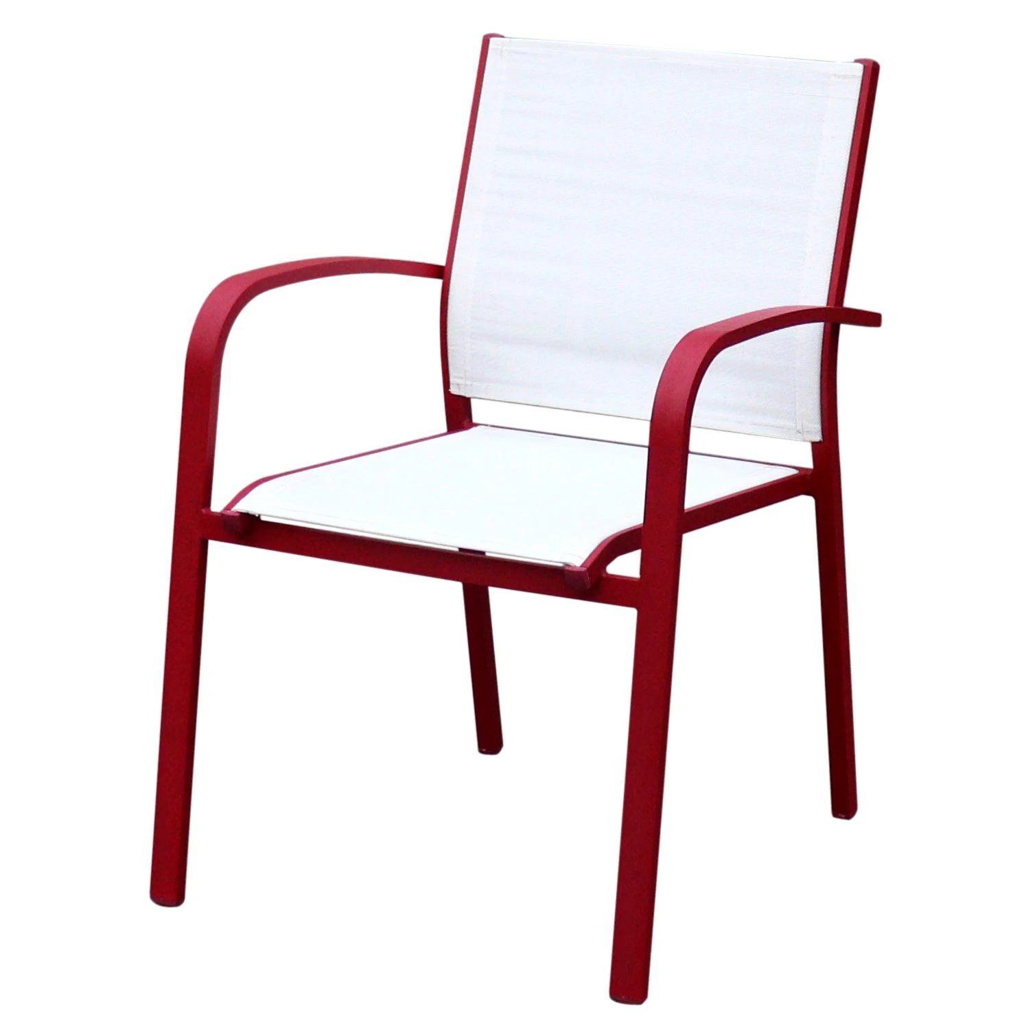 Fauteuil De Jardin Alu Empilable Murano - Rouge/Blanc 6 Fauteuil De Jardin Alu Empilable Murano - Rouge/Blanc – Image 4