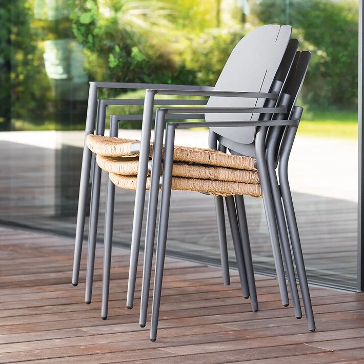 Fauteuil De Jardin Alu Empilable Rubby - Gris Graphite 5 Fauteuil De Jardin Alu Empilable Rubby - Gris Graphite – Image 3