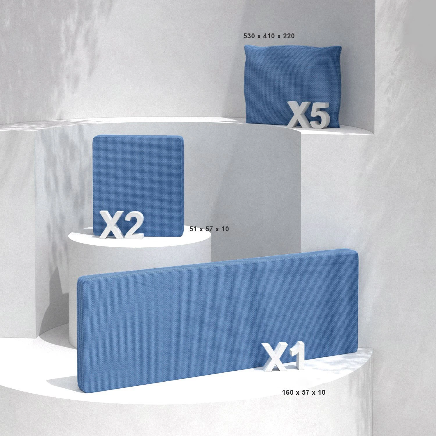 Housses De Coussin De Remplacement Pour Salon De Jardin Calvi 5 Places - Bleu 3 Housses De Coussin De Remplacement Pour Salon De Jardin Calvi 5 Places - Bleu