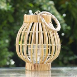 Lanterne En Rotin Beige