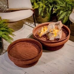 Lot De 2 Braseros Rond Rouille