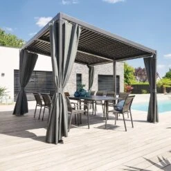 Lot De 4 Rideaux De Tonnelle Avila (4 X 3 M) - Gris Ardoise