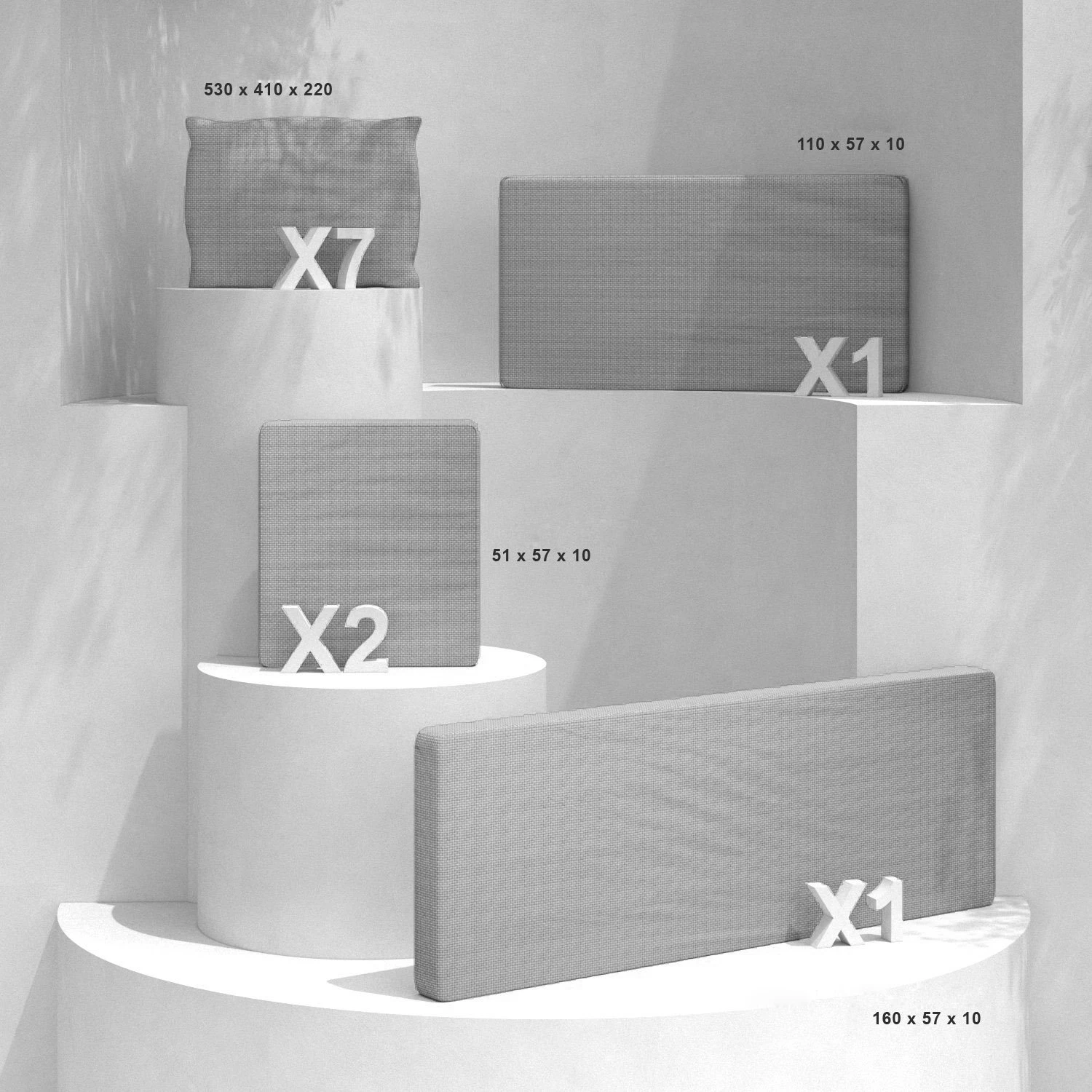 Lot De Coussins De Remplacement Pour Salon De Jardin Calvi 7 Places - Gris Clair 3 Lot De Coussins De Remplacement Pour Salon De Jardin Calvi 7 Places - Gris Clair