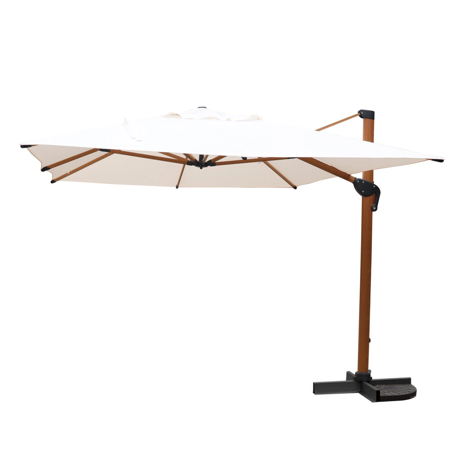 Parasol Déporté Yucatan Rectangulaire (L4 X 3m) - Bois Et Blanc 10 Parasol Déporté Yucatan Rectangulaire (L4 X 3m) - Bois Et Blanc – Image 8