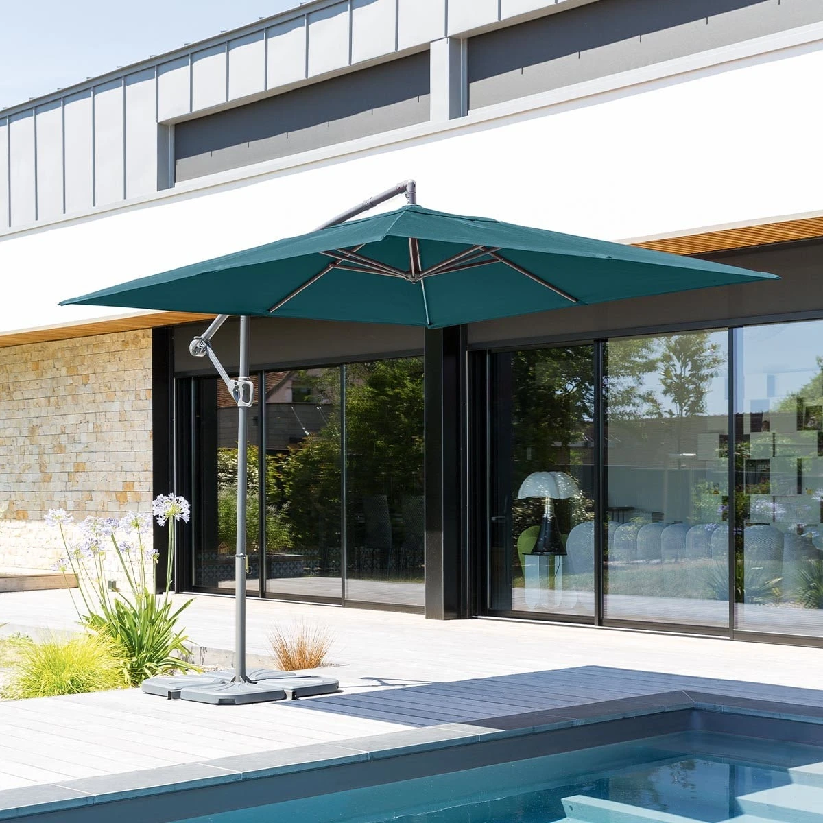 Parasol Déporté Carré Janeiro (L2,5 X 2,5 M) - Bleu Canard 3 Parasol Déporté Carré Janeiro (L2,5 X 2,5 M) - Bleu Canard