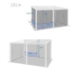 Lot De 6 Moustiquaires Pour Tonnelle Avila (4 X 3 M) - Gris -Default Template 7 rideaux moust avila rail 4x3 112922 1641825042