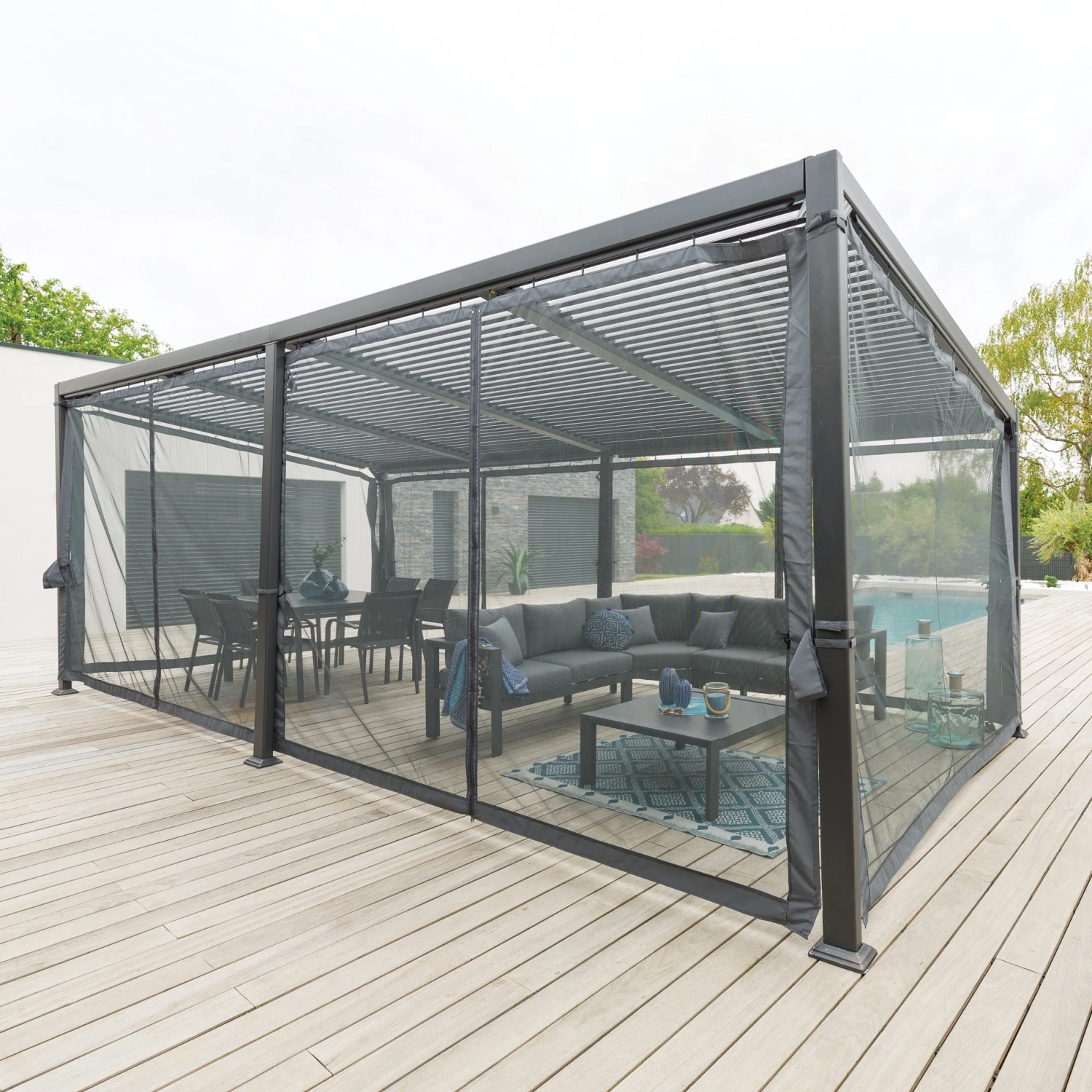 Lot De 8 Moustiquaires Pour Tonnelle Avila (7,2 X 3 M) - Gris 3 Lot De 8 Moustiquaires Pour Tonnelle Avila (7,2 X 3 M) - Gris