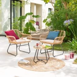Salon De Jardin Algarve Beige Naturel - 2 Places