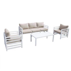 Salon De Jardin Marbella Blanc - 5 Places -Default Template 7 salon de jardin 4 pcs alu marbella blanc 76844