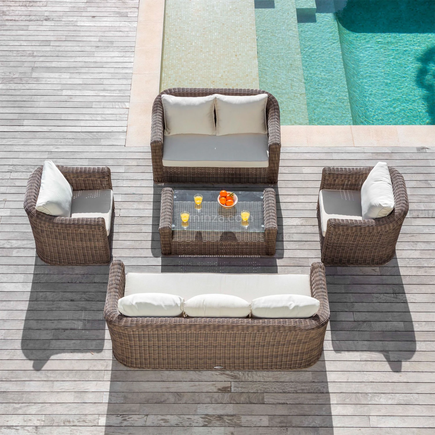 Salon De Jardin Calvi Sepia/Ecru - 7 Places 4 Salon De Jardin Calvi Sepia/Ecru - 7 Places – Image 2