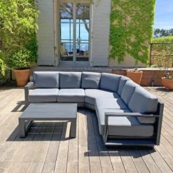 Salon De Jardin D'angle Elba Gris Anthracite - 5 Places