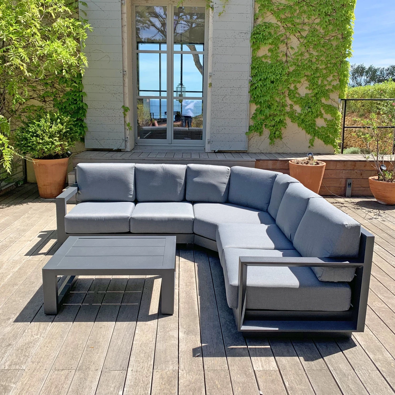 Salon De Jardin D'angle Elba Gris Anthracite - 5 Places 3 Salon De Jardin D'angle Elba Gris Anthracite - 5 Places