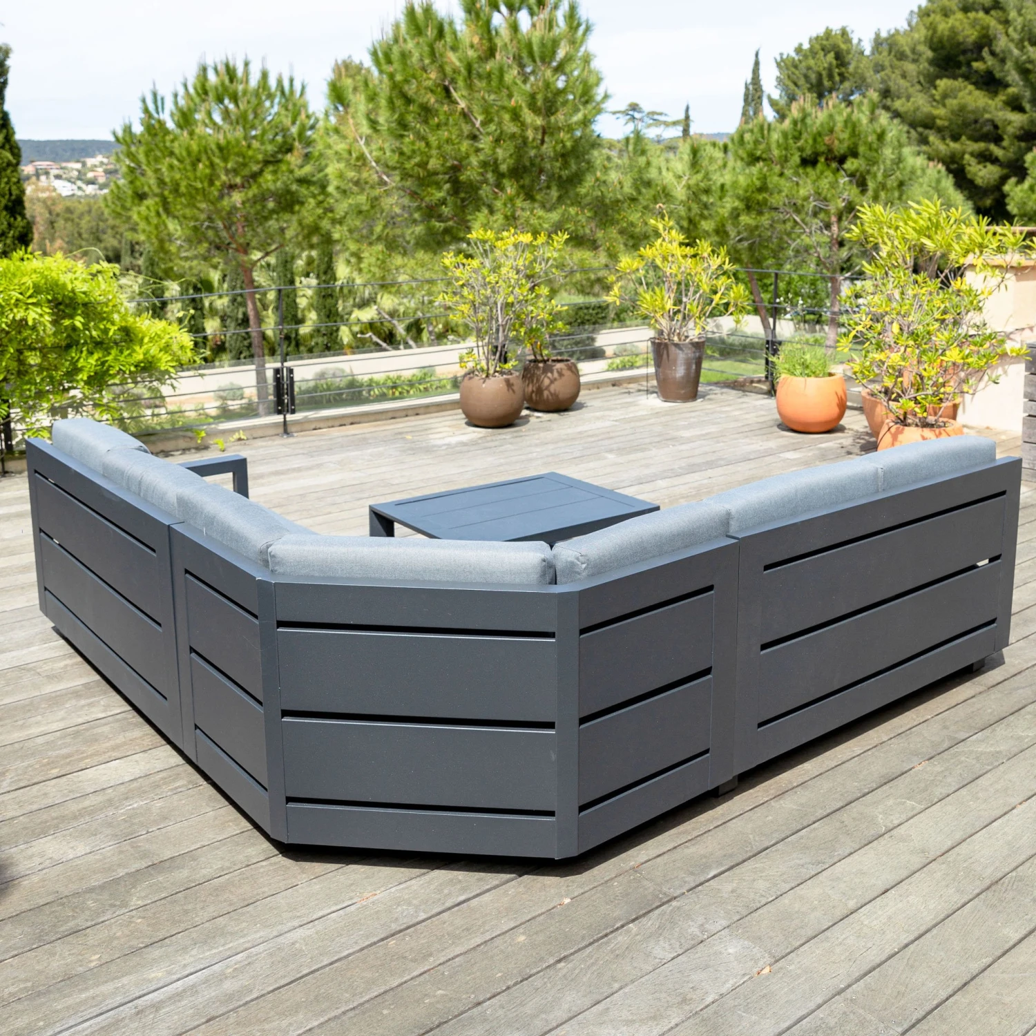 Salon De Jardin D'angle Elba Gris Anthracite - 5 Places 6 Salon De Jardin D'angle Elba Gris Anthracite - 5 Places – Image 4