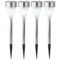 Lot De 4 Bornes De Jardin Solaires Gemme - Blanc Froid -Default Template 7 solar pique jardin lumineux 113102 1642666332