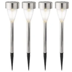 Lot De 4 Bornes De Jardin Solaires Gemme - Blanc Chaud -Default Template 7 solar pique jardin lumineux acier 113099 1642603608