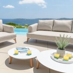 Table Basse De Jardin Ronde (D68 Cm) Monte Carlo - Blanc