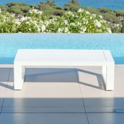 Table Basse De Jardin Rectangulaire Elba - Blanc