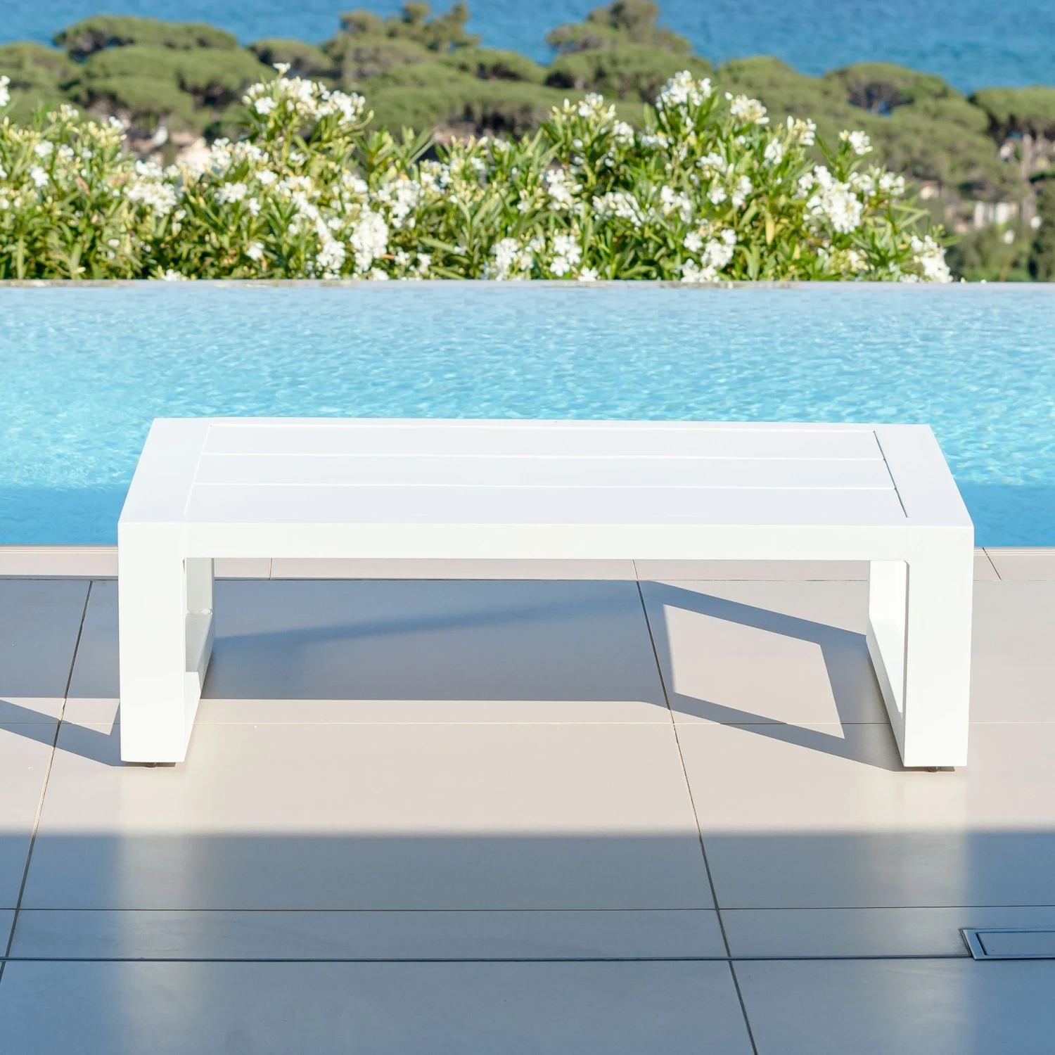 Table Basse De Jardin Rectangulaire Elba - Blanc 3 Table Basse De Jardin Rectangulaire Elba - Blanc