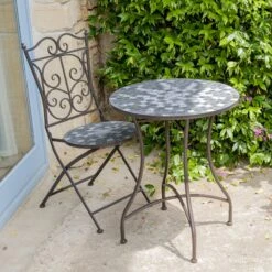 Table Bistro Mosaïque Siena Marron/Gris