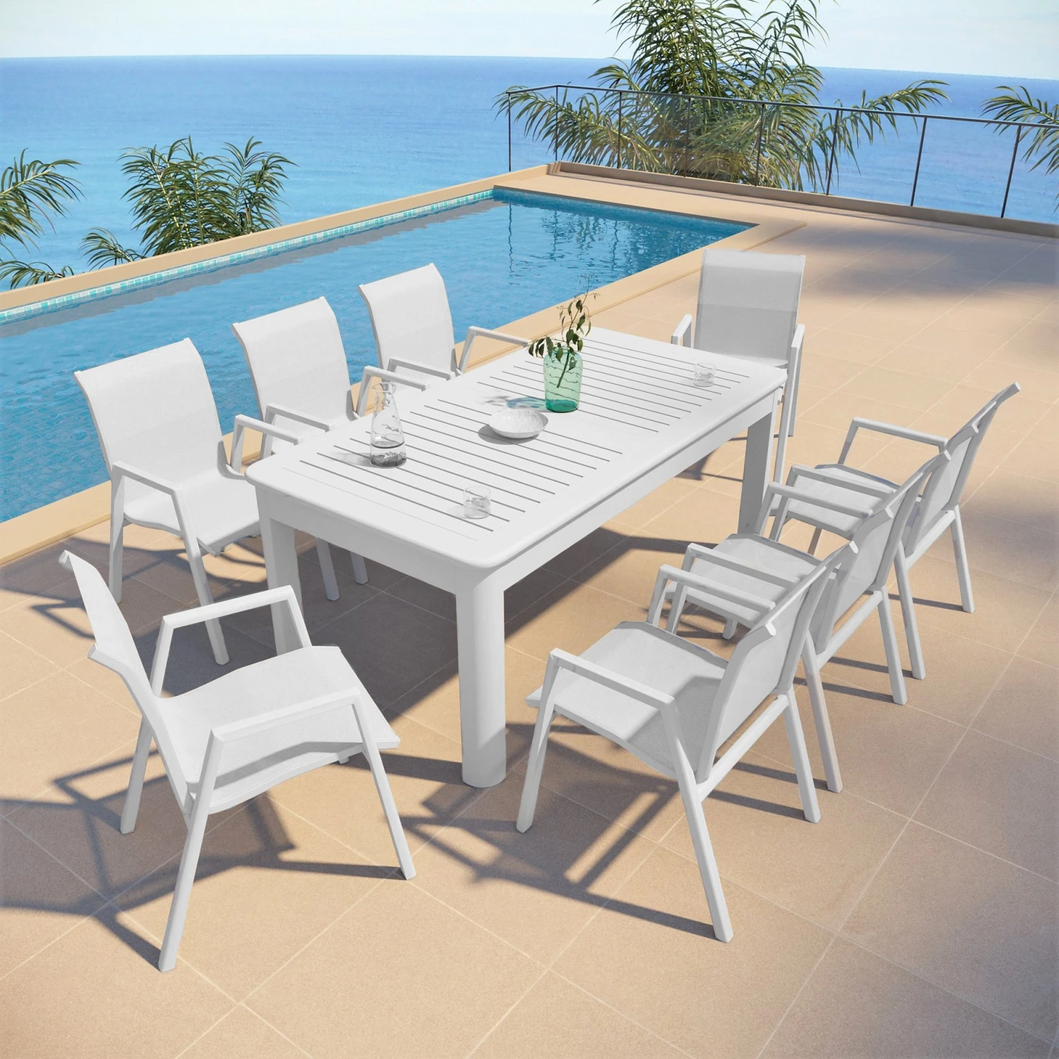Table De Jardin Extensible 10 Places Verona (280 X 95 Cm) - Blanche 5 Table De Jardin Extensible 10 Places Verona (280 X 95 Cm) - Blanche – Image 3