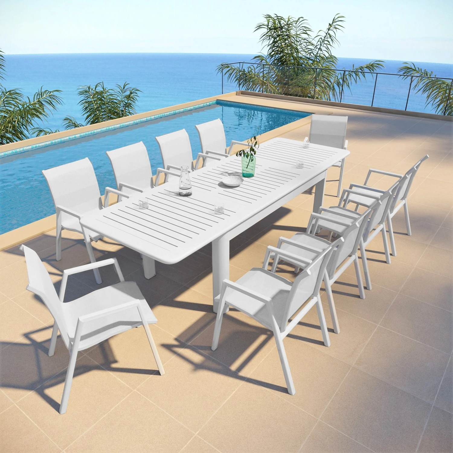 Table De Jardin Extensible 10 Places Verona (280 X 95 Cm) - Blanche 3 Table De Jardin Extensible 10 Places Verona (280 X 95 Cm) - Blanche