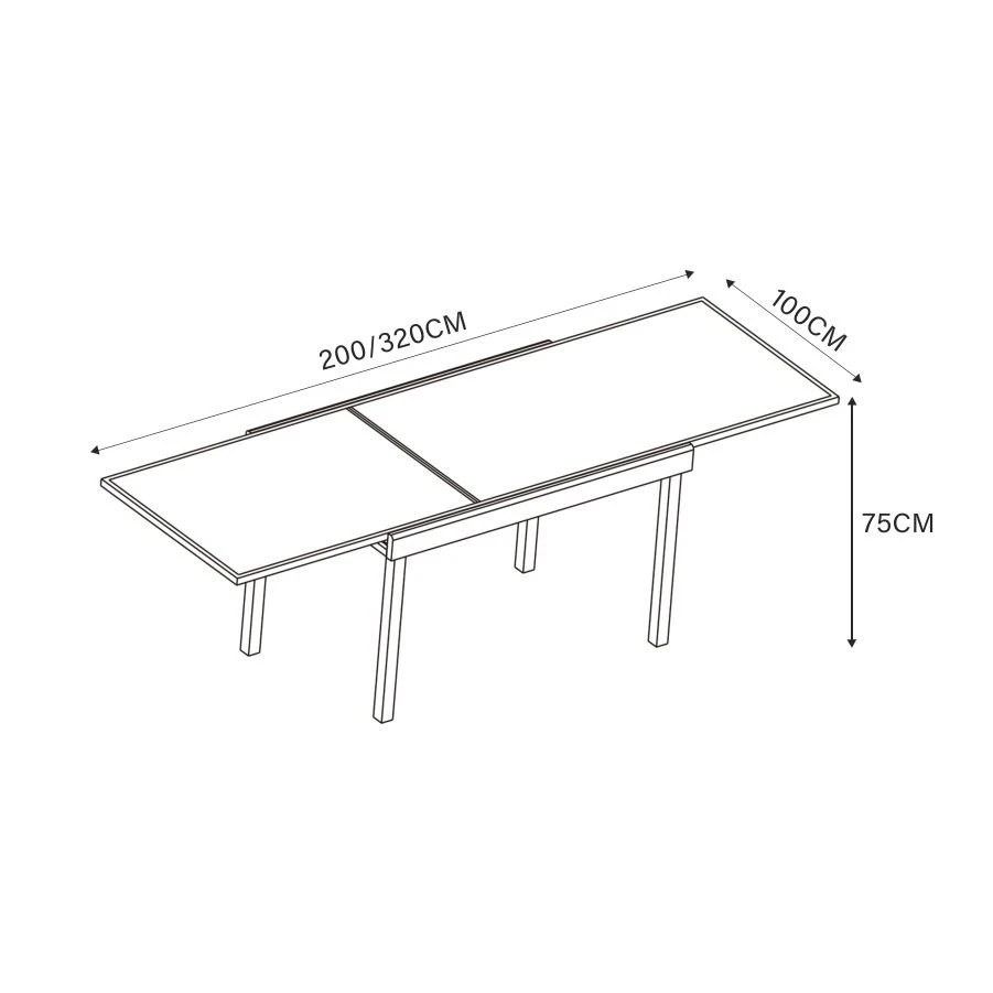 Table De Jardin Extensible 12 Places En Verre Murano (320 X 100 Cm) - Anthracite 10 Table De Jardin Extensible 12 Places En Verre Murano (320 X 100 Cm) - Anthracite – Image 8