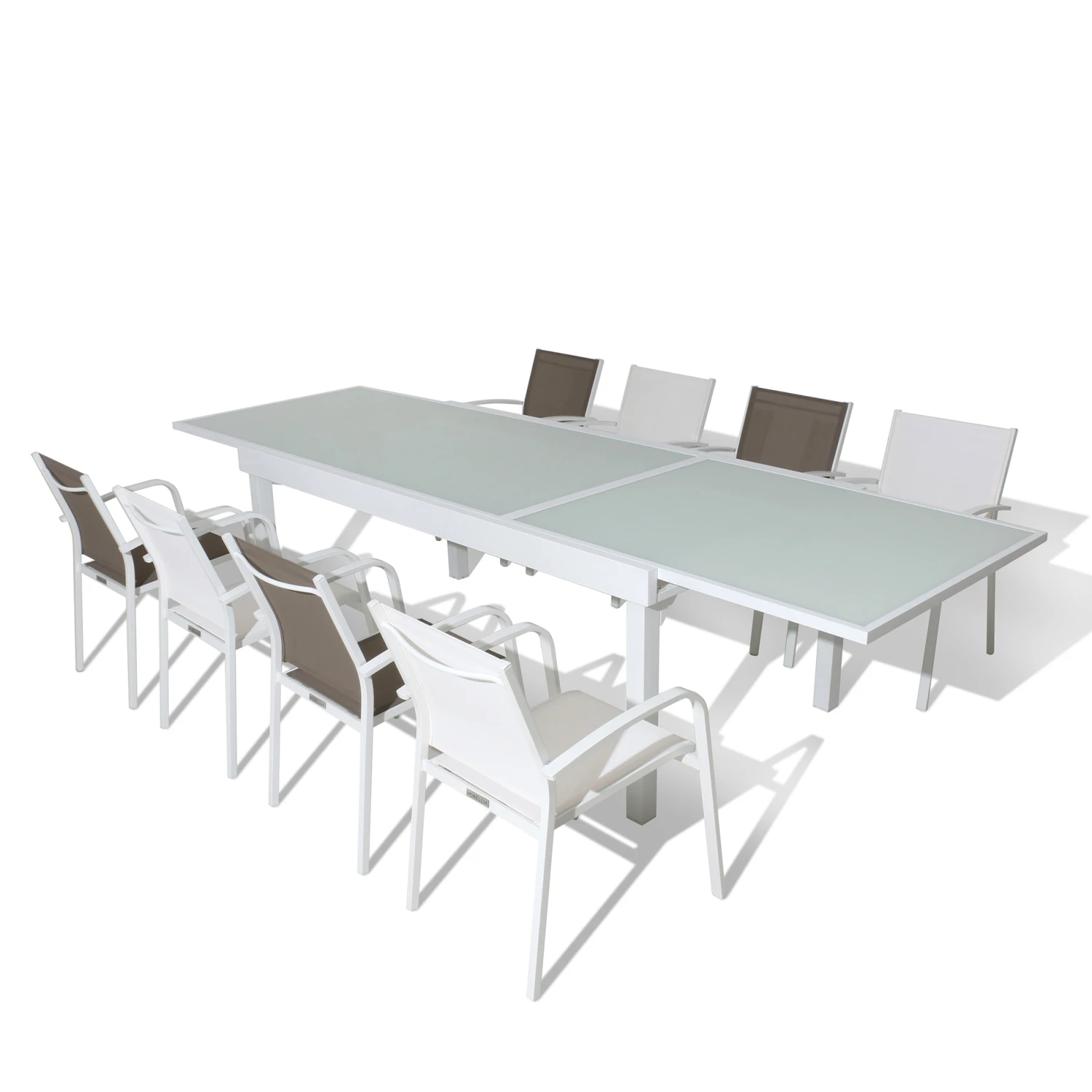 Table De Jardin Extensible 12 Places En Verre Murano (320 X 100 Cm) - Blanche 9 Table De Jardin Extensible 12 Places En Verre Murano (320 X 100 Cm) - Blanche – Image 7