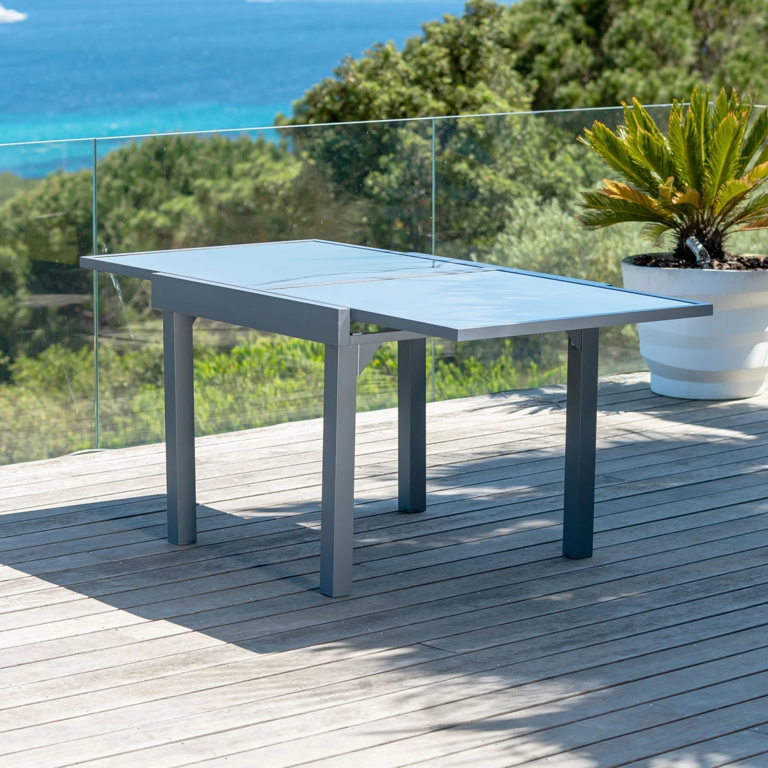Table De Jardin Extensible 8 Places En Verre Murano (180 X 90 Cm) - Gris Ardoise 8 Table De Jardin Extensible 8 Places En Verre Murano (180 X 90 Cm) - Gris Ardoise – Image 6