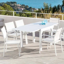 Table De Jardin Extensible 8 Places Aluminium Murano (180 X 90 Cm) - Blanche