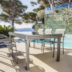 Table De Jardin Extensible 10 Places En Verre Murano (270 X 90 Cm) - Anthracite -Default Template 7 table de jardin extensible en verre 270 x 90 cm anthracite 68575 2