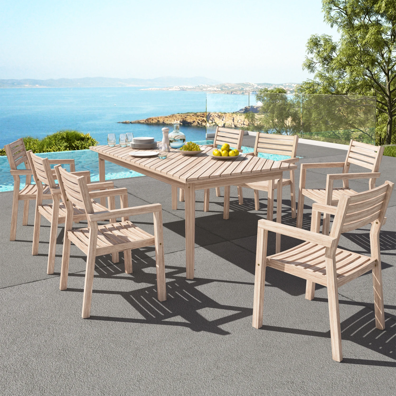 Table De Jardin Rectangulaire Acacia Saigon (190 X 100 Cm) - Naturelle 3 Table De Jardin Rectangulaire Acacia Saigon (190 X 100 Cm) - Naturelle