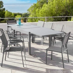 Table De Jardin Extensible 10 Places Aluminium Murano (270 X 90 Cm) - Gris Ardoise