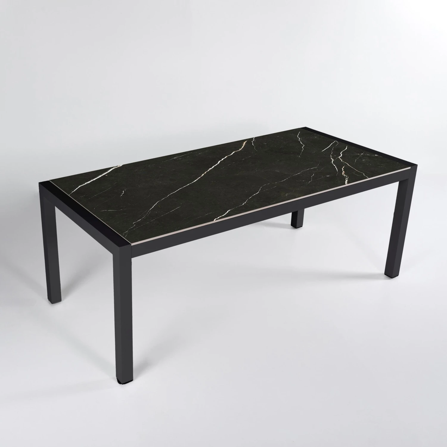 Table De Jardin 8 Places Aluminium/Céramique Modena (180 X 90 Cm) - Gris Anthracite/Noir Marbré 7 Table De Jardin 8 Places Aluminium/Céramique Modena (180 X 90 Cm) - Gris Anthracite/Noir Marbré – Image 5