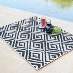 Tapis D'extérieur (120 X 160 Cm) Losange Noir